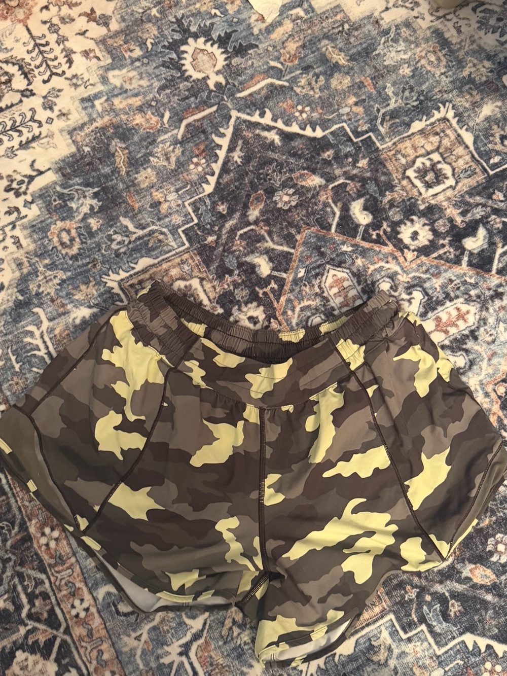 lululemon athletica Women’s Olive and Yellow Camo Athletic Shorts